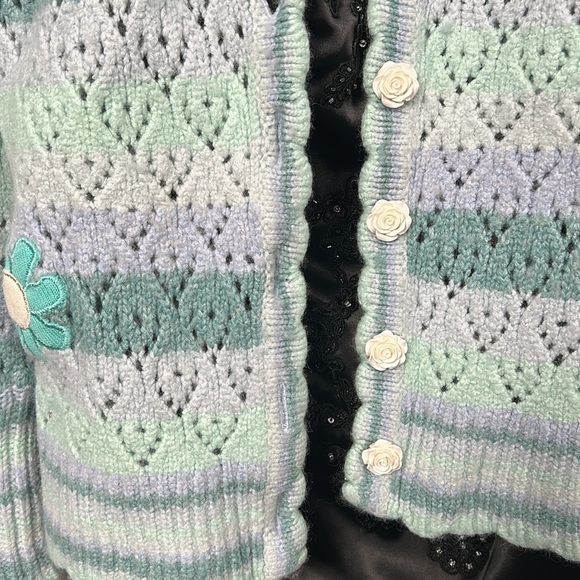 LoveShackFancy Striped V-Neck Sweater Size: S - Picture 5 of 10